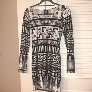 Lazy Oaf Brand Black and White Print Bodycon Dress